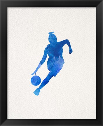 Framed Basketball Girl Watercolor Silhouette Part II Print