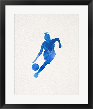 Framed Basketball Girl Watercolor Silhouette Part II Print