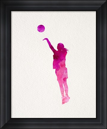 Framed Basketball Girl Watercolor Silhouette Part IV Print