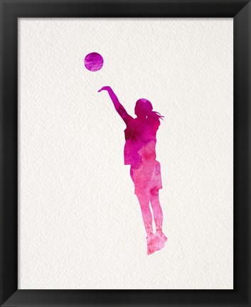 Framed Basketball Girl Watercolor Silhouette Part IV Print