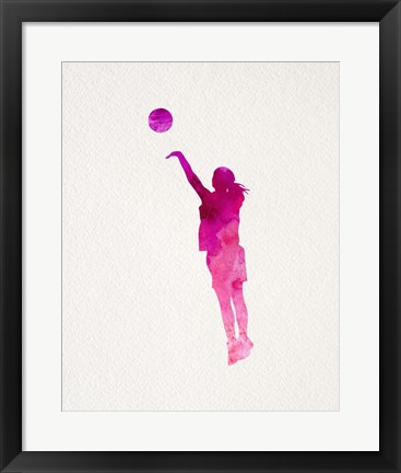 Framed Basketball Girl Watercolor Silhouette Part IV Print