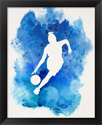 Framed Basketball Girl Watercolor Silhouette Inverted Part II Print