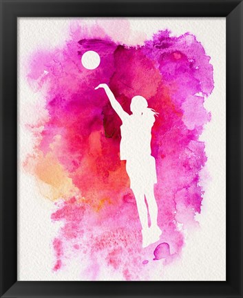 Framed Basketball Girl Watercolor Silhouette Inverted Part IV Print