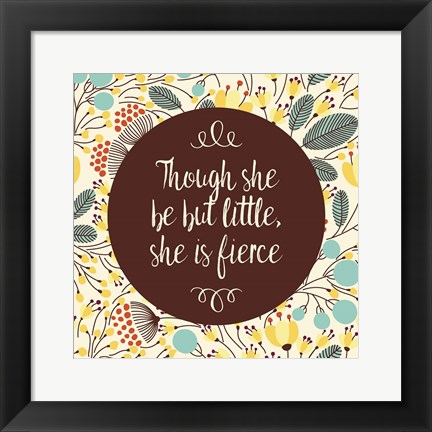 Framed Though She Be But Little - Retro Floral White Print