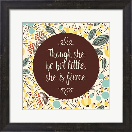 Framed Though She Be But Little - Retro Floral White Print