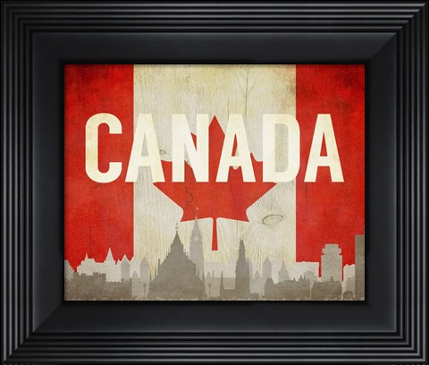 Framed Ottawa, Canada - Flags and Skyline Print