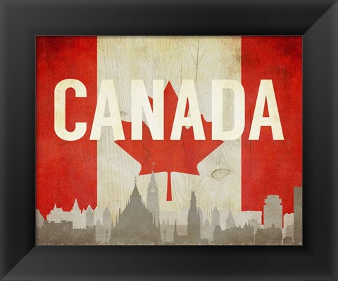 Framed Ottawa, Canada - Flags and Skyline Print