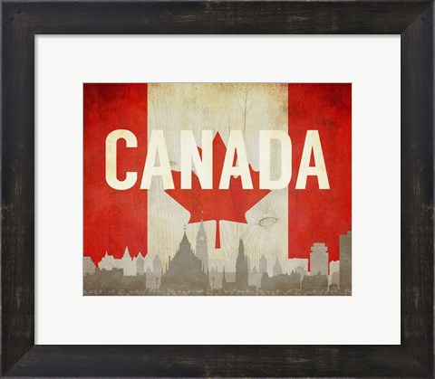Framed Ottawa, Canada - Flags and Skyline Print