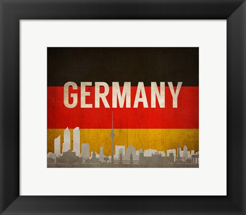 Framed Berlin, Germany - Flags and Skyline Print