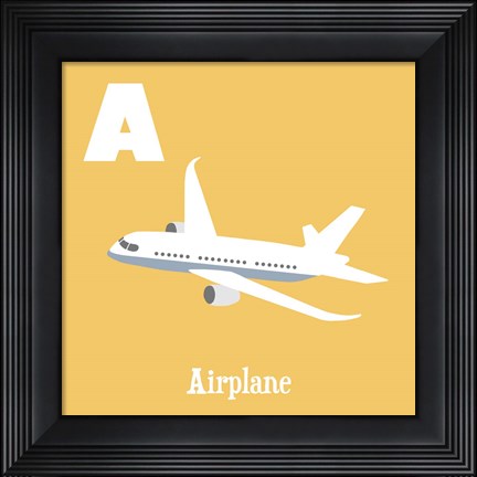Framed Transportation Alphabet - A is for Airplane Print