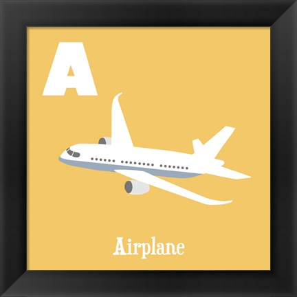 Framed Transportation Alphabet - A is for Airplane Print