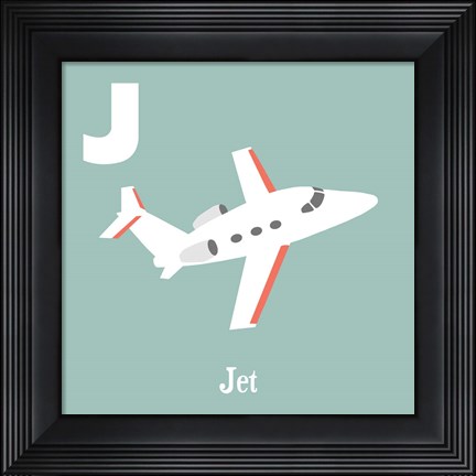 Framed Transportation Alphabet - J is for Jet Print