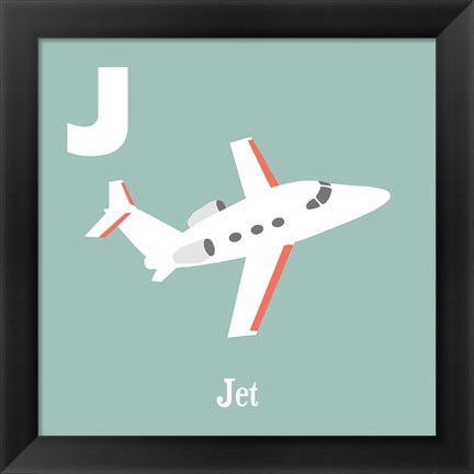 Framed Transportation Alphabet - J is for Jet Print