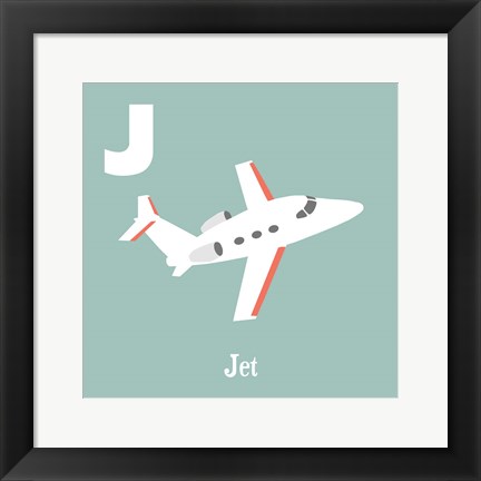 Framed Transportation Alphabet - J is for Jet Print