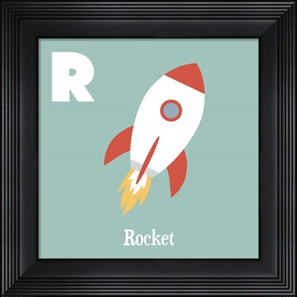 Framed Transportation Alphabet - R is for Rocket Print