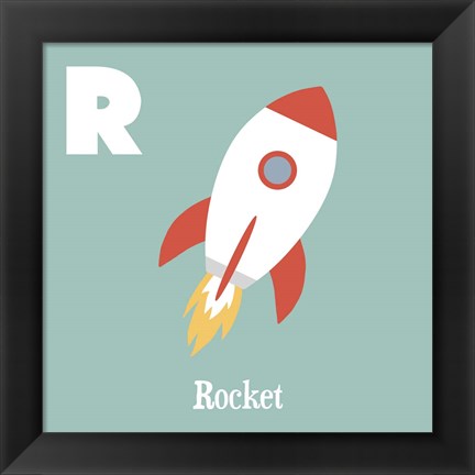 Framed Transportation Alphabet - R is for Rocket Print