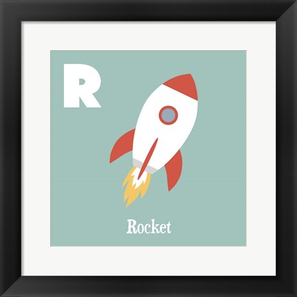 Framed Transportation Alphabet - R is for Rocket Print