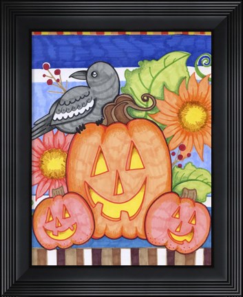 Framed Crows Pumpkin Patch Print