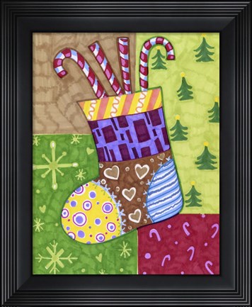 Framed Patchwork Stocking Print