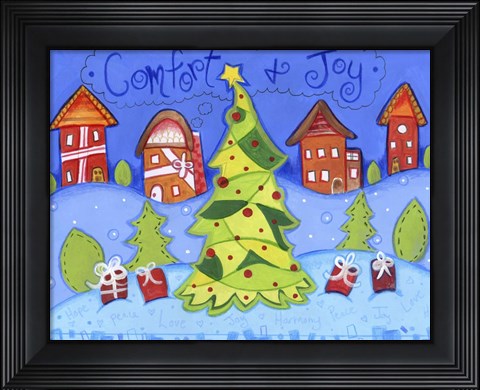 Framed Christmas Village Print