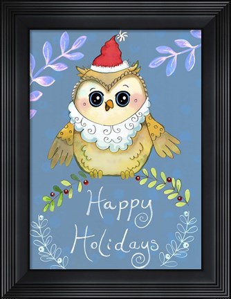 Framed Santa Owl Big Eyes Print