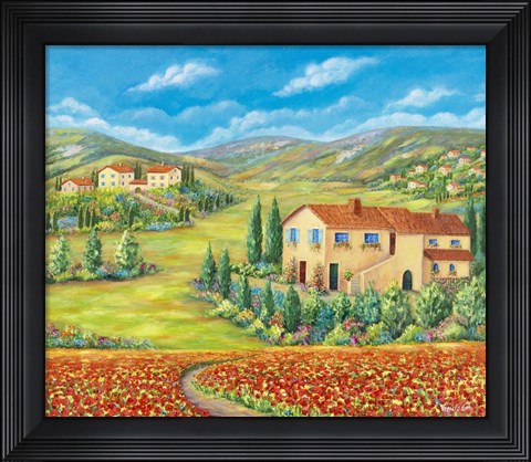 Framed Poppies Field Print