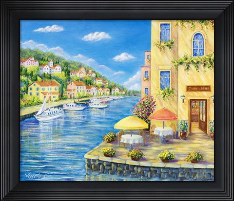 Framed Cafe on the Water Print
