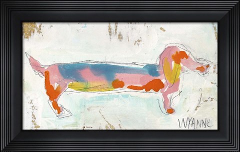 Framed Doxie on Reclaimed Wood Print