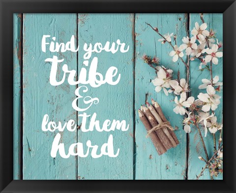 Framed Find Your Tribe - Flowers and Pencils Print