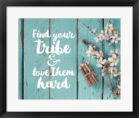 Framed Find Your Tribe - Flowers and Pencils Print
