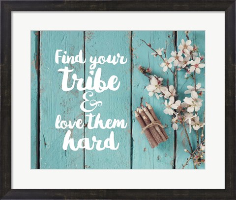 Framed Find Your Tribe - Flowers and Pencils Print