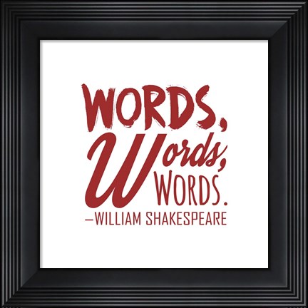 Framed Words Words Words Shakespeare Red Print