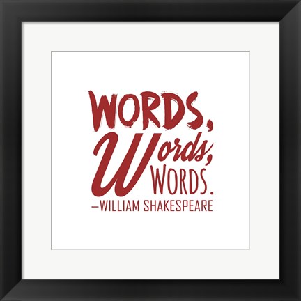 Framed Words Words Words Shakespeare Red Print