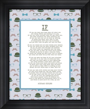 Framed If by Rudyard Kipling - Retro Blue Print
