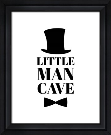 Framed Little Man Cave Top Hat and Bow Tie - White Print