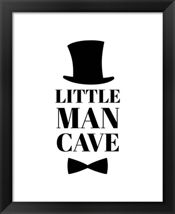 Framed Little Man Cave Top Hat and Bow Tie - White Print