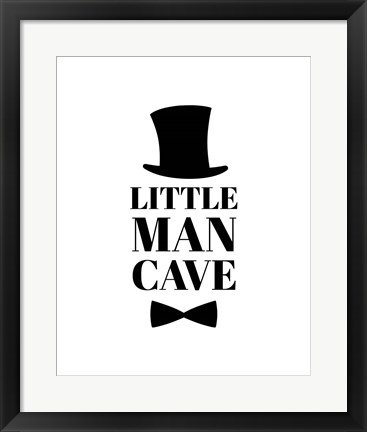 Framed Little Man Cave Top Hat and Bow Tie - White Print