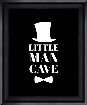 Framed Little Man Cave Top Hat and Bow Tie - Black Print