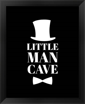 Framed Little Man Cave Top Hat and Bow Tie - Black Print