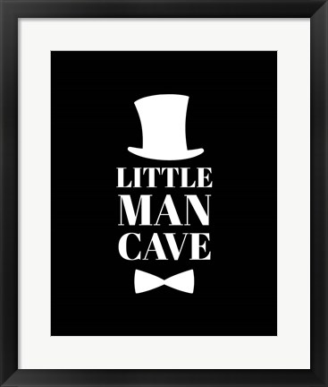 Framed Little Man Cave Top Hat and Bow Tie - Black Print