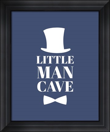 Framed Little Man Cave Top Hat and Bow Tie - Blue Print