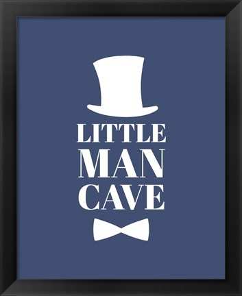 Framed Little Man Cave Top Hat and Bow Tie - Blue Print