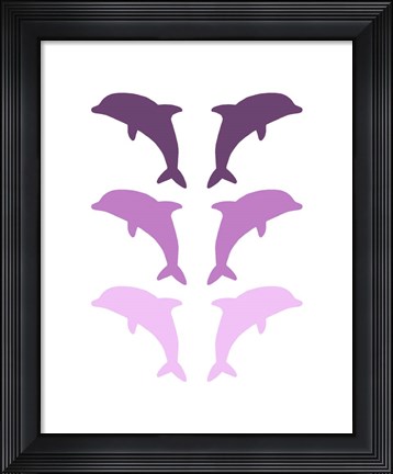 Framed Leaping Dolphins - Purple Print