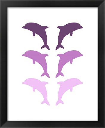 Framed Leaping Dolphins - Purple Print