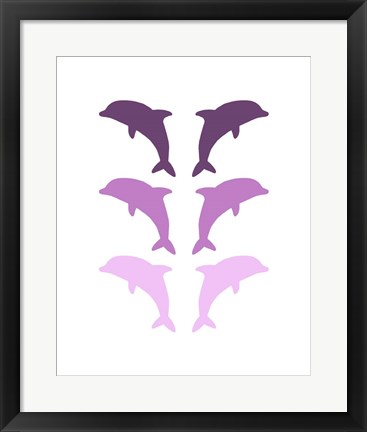 Framed Leaping Dolphins - Purple Print