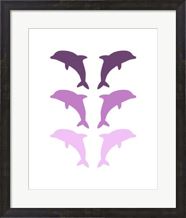 Framed Leaping Dolphins - Purple Print