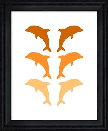 Framed Leaping Dolphins - Orange Print