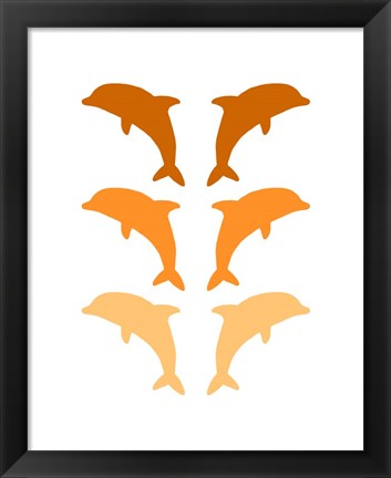 Framed Leaping Dolphins - Orange Print