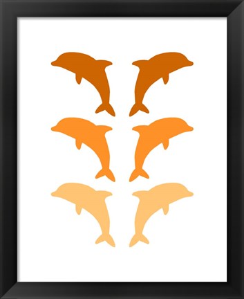 Framed Leaping Dolphins - Orange Print