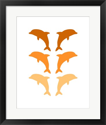 Framed Leaping Dolphins - Orange Print